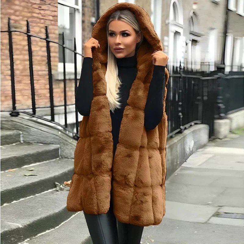 Women's sleeveless hooded winter vest urban casual style lightweight layering piece for cold days