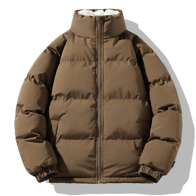 Men's black thickened padded oversized jacket with ultra-warm lining for modern winter style