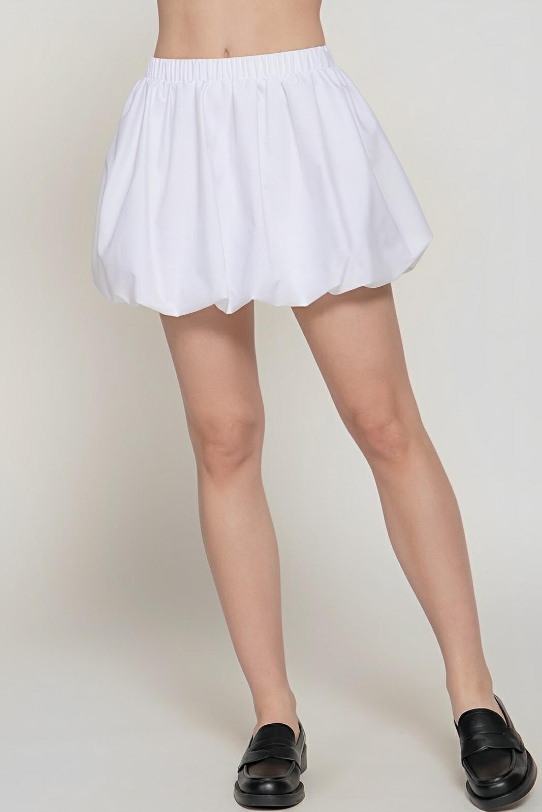 Women's light olive balloon mini skirt with voluminous silhouette and soft breathable fabric