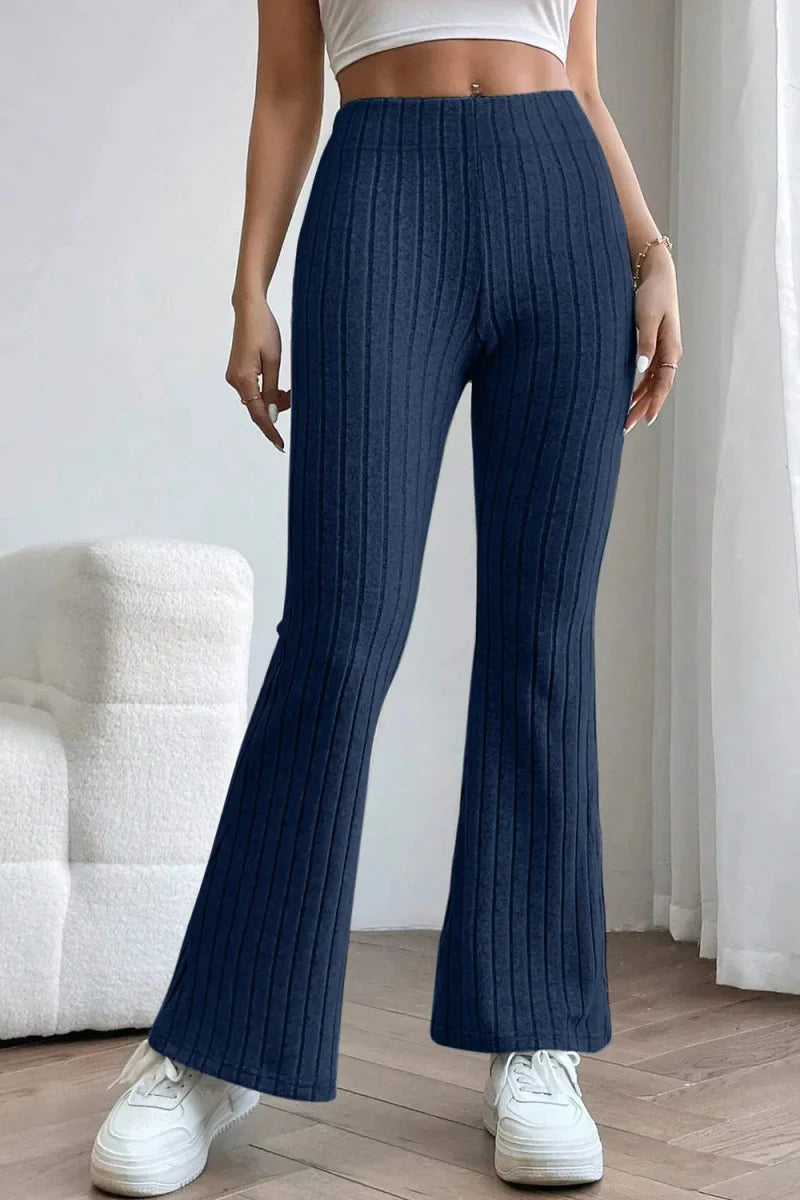 Women's ribbed knit pants casual fit everyday comfort ultra-soft stretchy lounge trousers