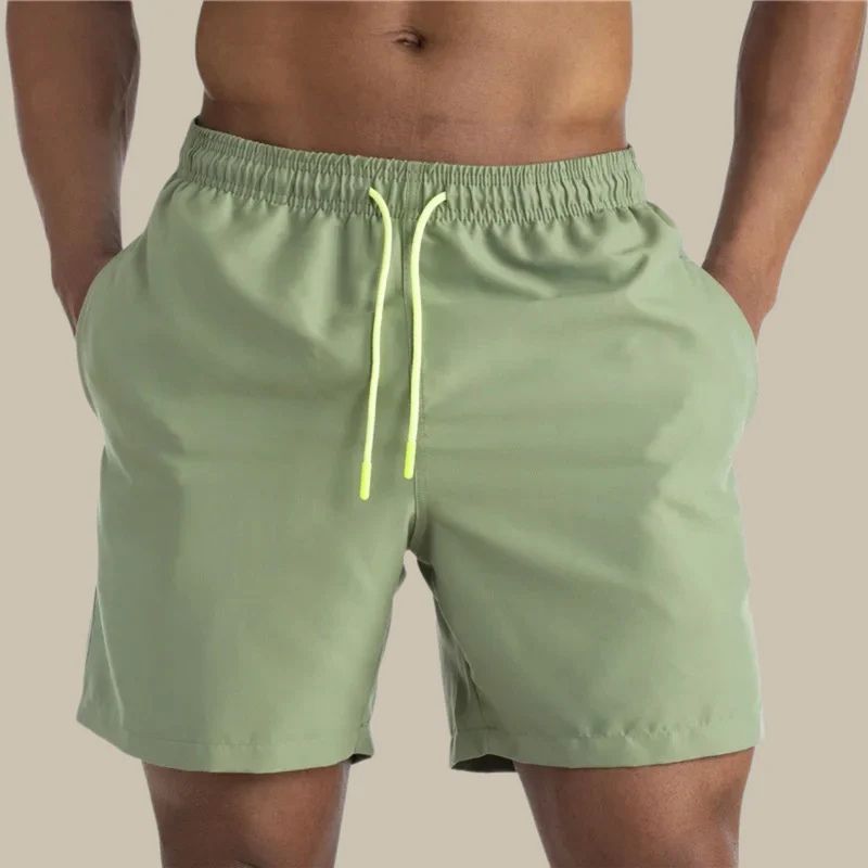 Men's quick-dry swim shorts lightweight water-repellent elastic waistband active beach style
