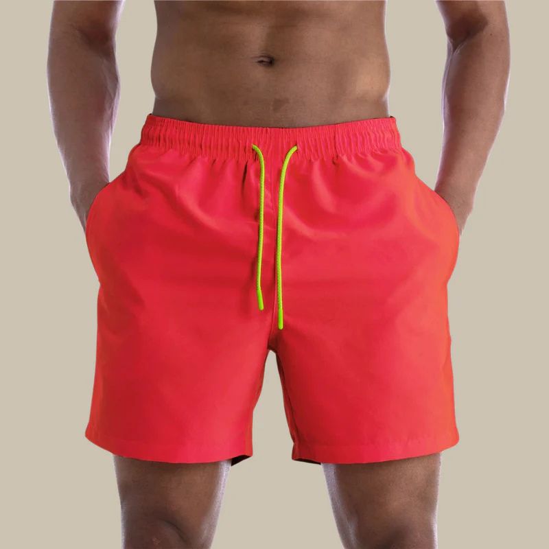 Men's quick-dry swim shorts lightweight water-repellent elastic waistband active beach style