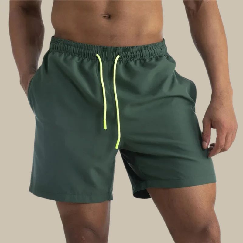 Men's quick-dry swim shorts lightweight water-repellent elastic waistband active beach style