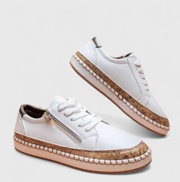 Dahlia | Women's Floral Print Platform Lace-Up Sneakers with Cork Sole