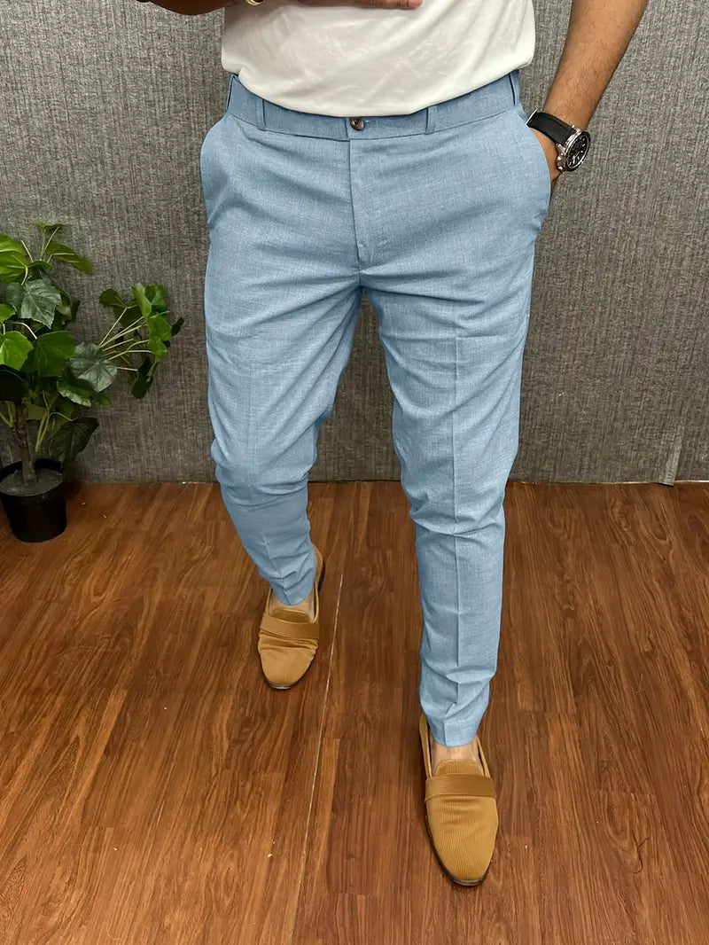 Men's elegant tailored trousers modern cut slim fit durable high-quality fabric fashion-conscious style