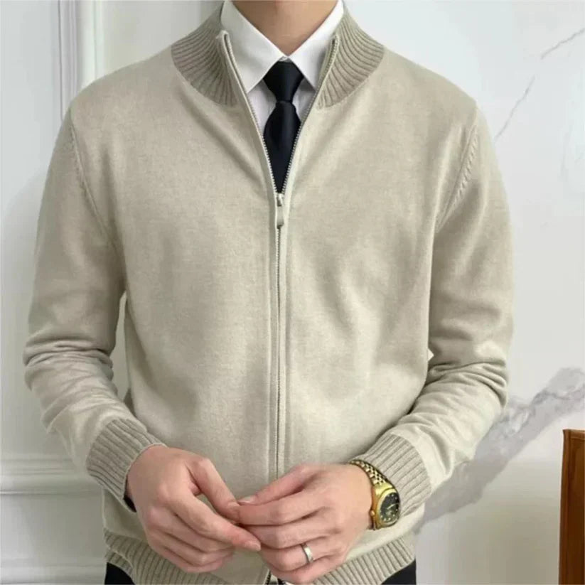 Graham premium fine knit cardigan in classic tone, tailored cut for modern professionals, durable easy care