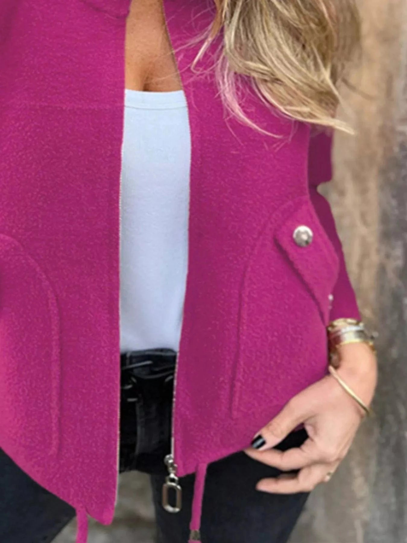Elegant women's tailored jacket sleek straight cut refined silhouette versatile fall layer
