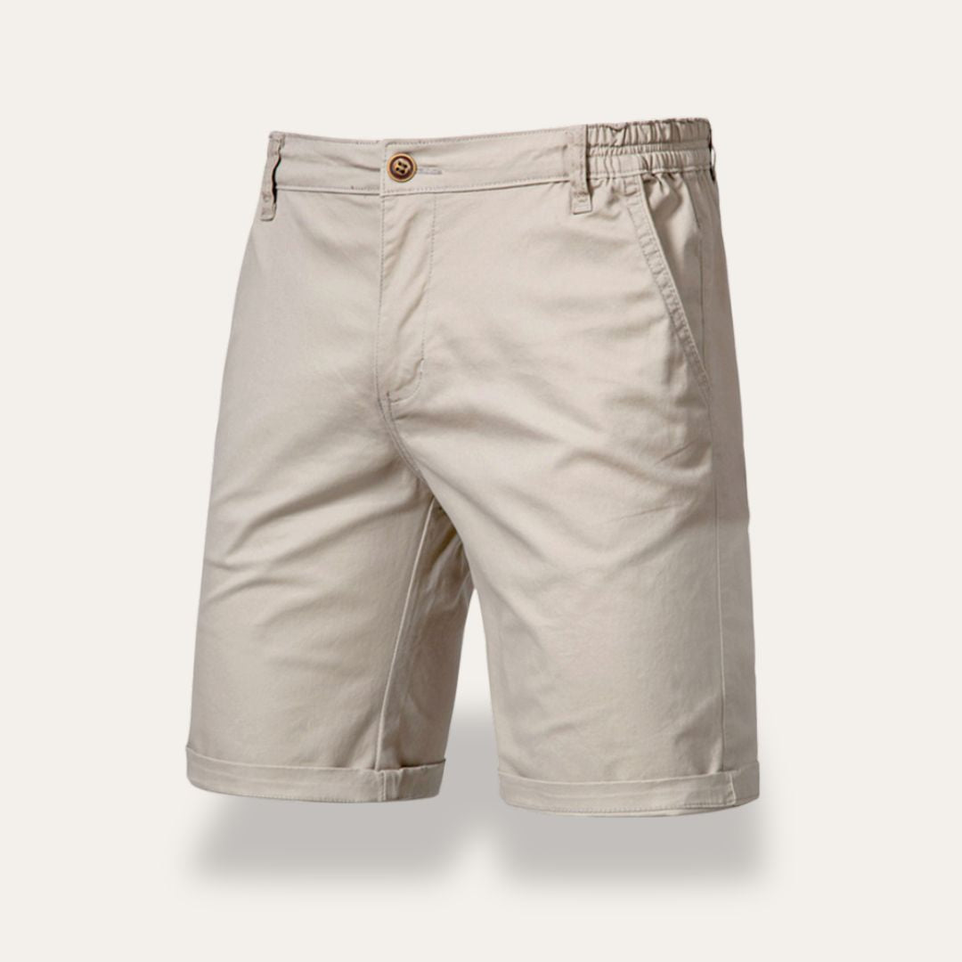 Men's classic fit mid-length cotton shorts breathable natural fiber everyday casual urban style