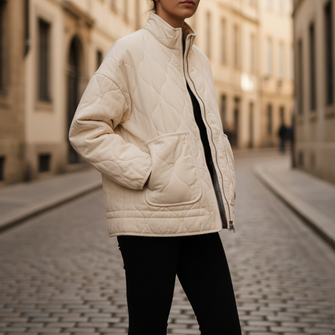 Women's lightweight quilted padded jacket high collar diamond-pattern midseason warmth versatile fit