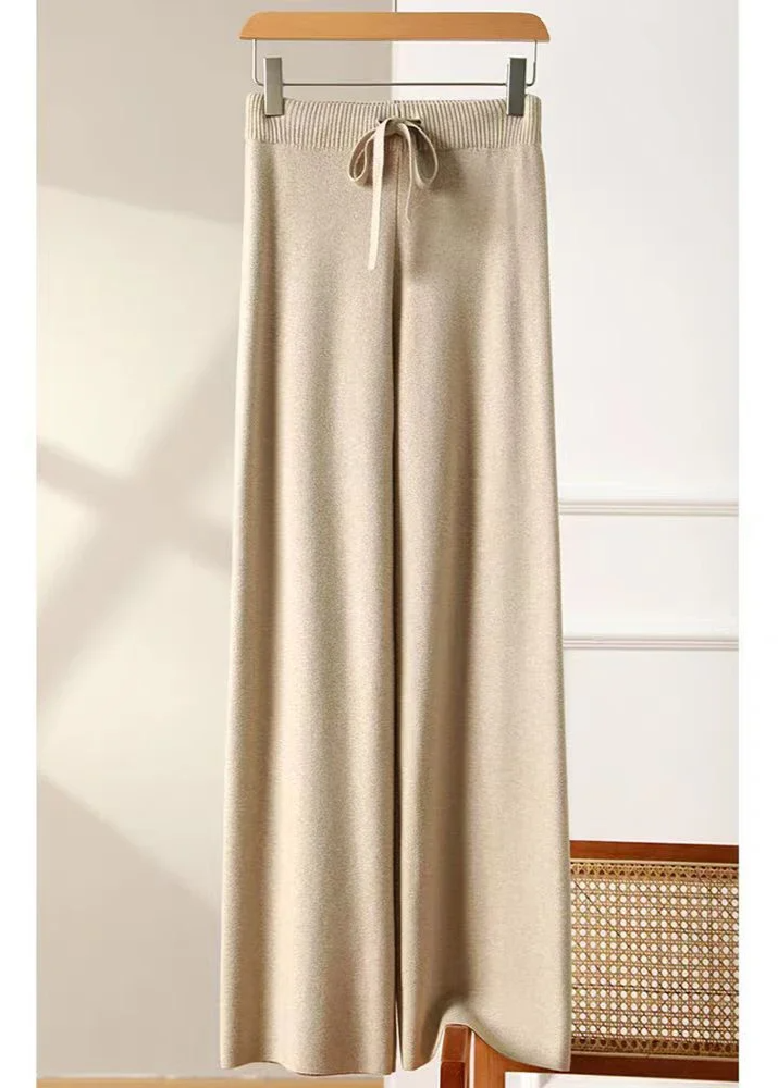 Aurelle wide-leg knit trousers women heavyweight ultra-soft fabric effortless chic silhouette