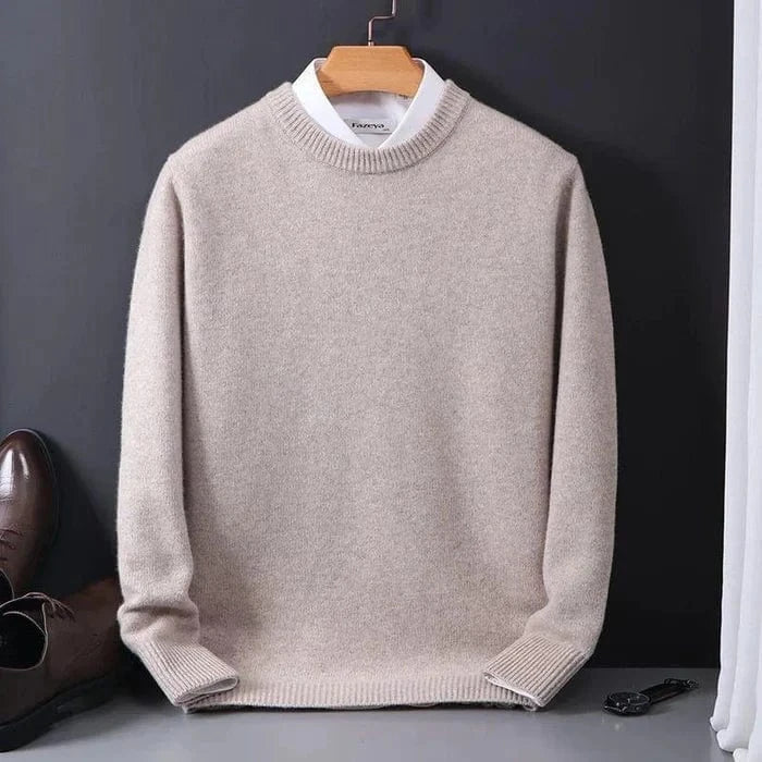 Men's classic crewneck pullover sweater soft knit fabric straight fit refined finish everyday casual style