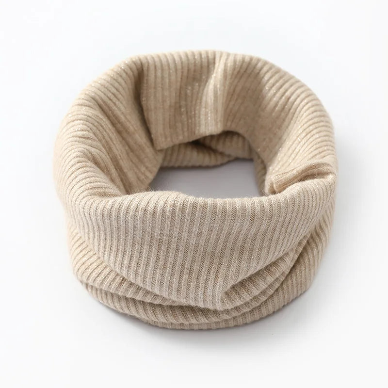 Women's ribbed wool neck warmer close fit design cozy soft warmth elegant cold weather accessory