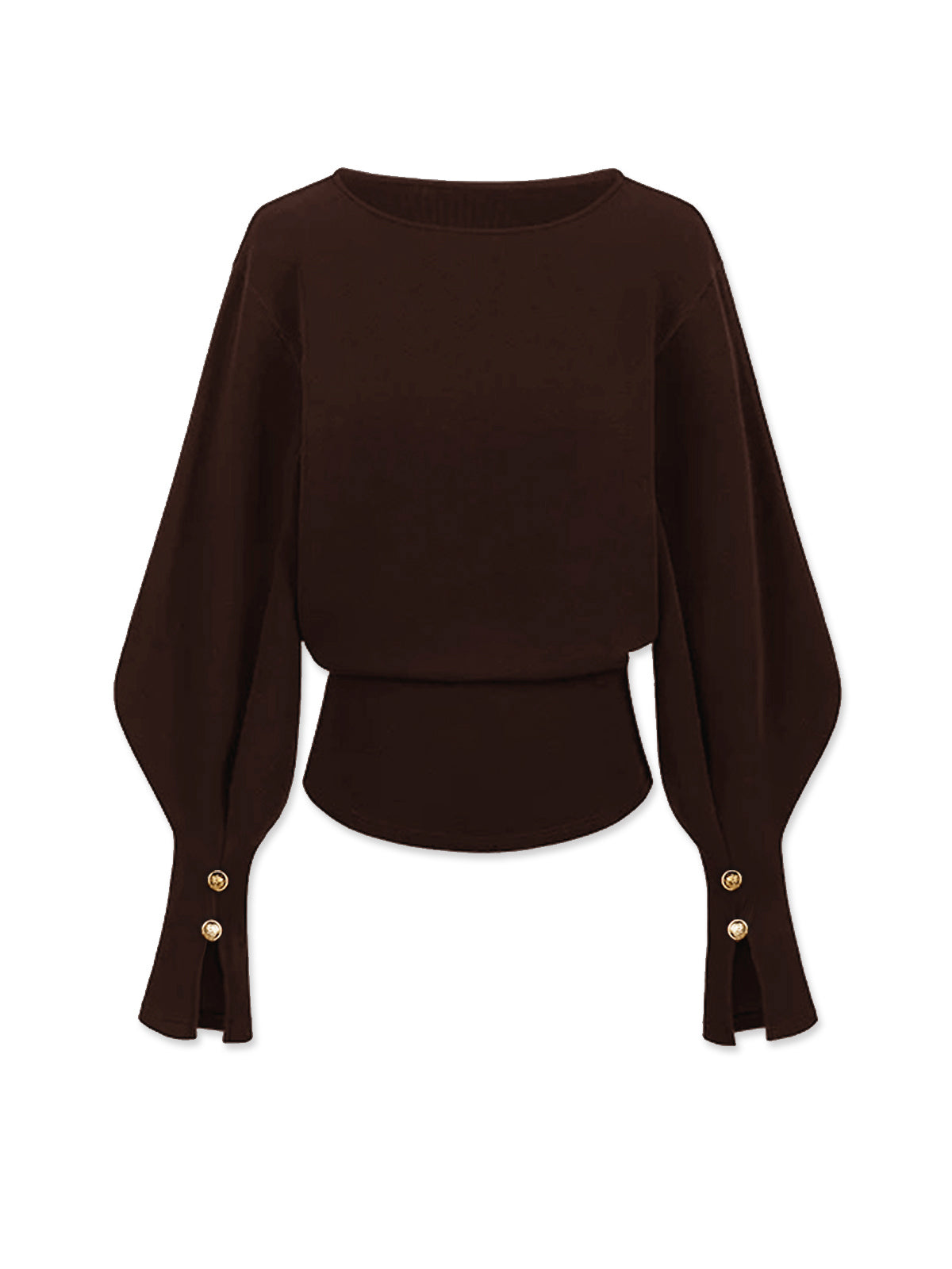 Women's casual knit sweatshirt with bell sleeves, cinched waist, long sleeve warm top