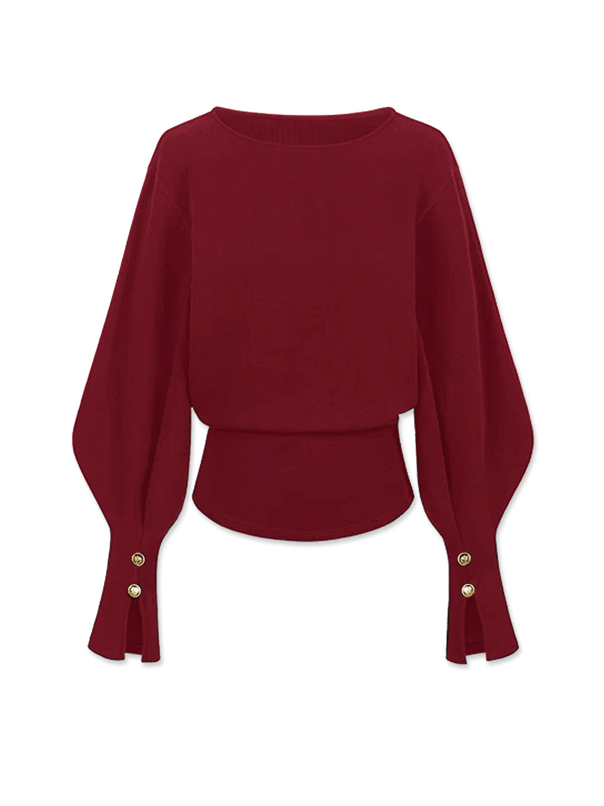 Women's gray bell sleeve cinched sweatshirt with flattering waist cinch and cozy knit fabric