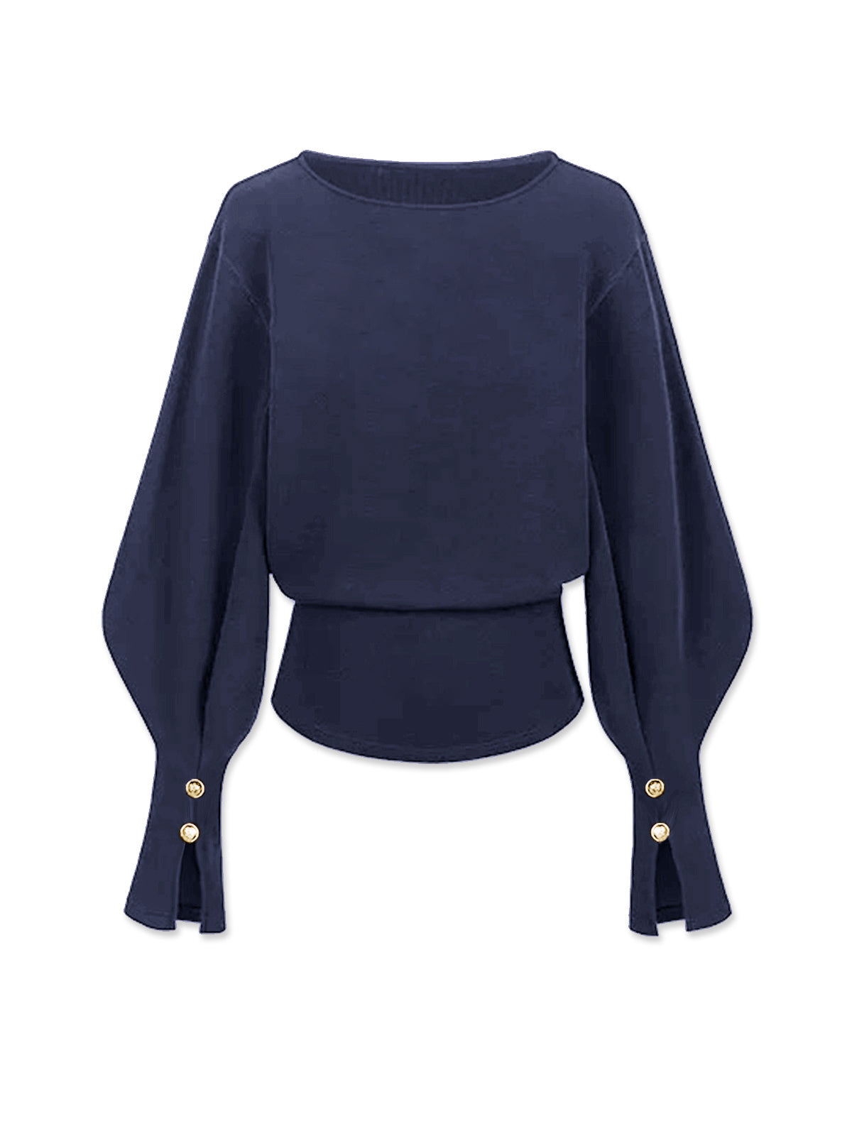 Women's casual knit sweatshirt with bell sleeves, cinched waist, long sleeve warm top