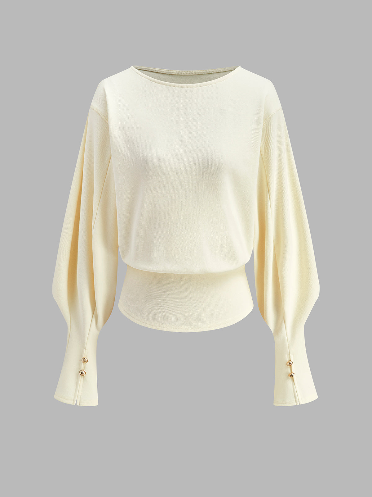 Women's casual knit sweatshirt with bell sleeves, cinched waist, warm long sleeve cozy top