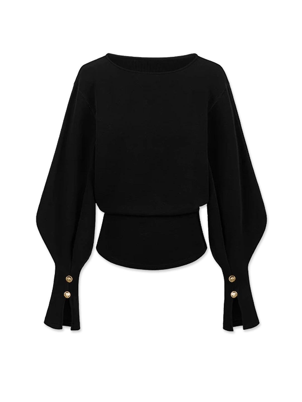 Women's casual knit sweatshirt with bell sleeves, cinched waist, and long sleeves for a flattering fit