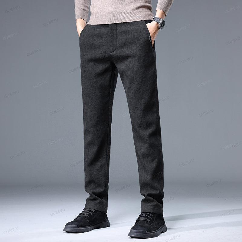 Men's dark stretch business casual pants slim tapered cut all-day comfort for professionals