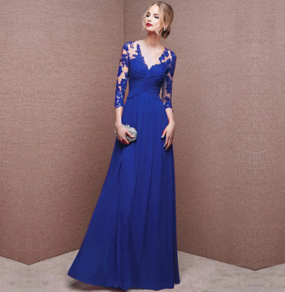 Cézanne long evening dress flowing silhouette elegant navy blue gown with graceful drape