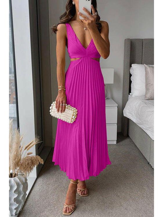 Bianca black elegant pleated dress women cocktail chic evening wear wrinkle-resistant lustrous finish