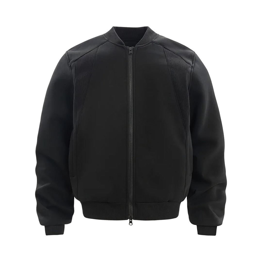 Urbann-Vibe memory fabric bomber jacket relaxed fit ribbed hem versatile cotton-polyester blend