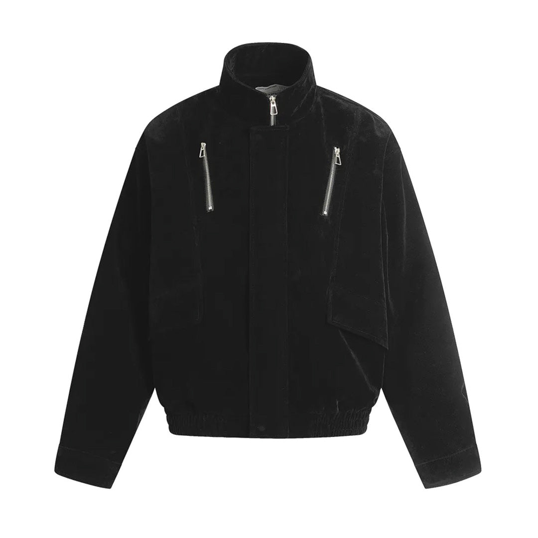 Unisex relaxed fit autumn city jacket plush brushed fabric cargo pockets versatile layering piece