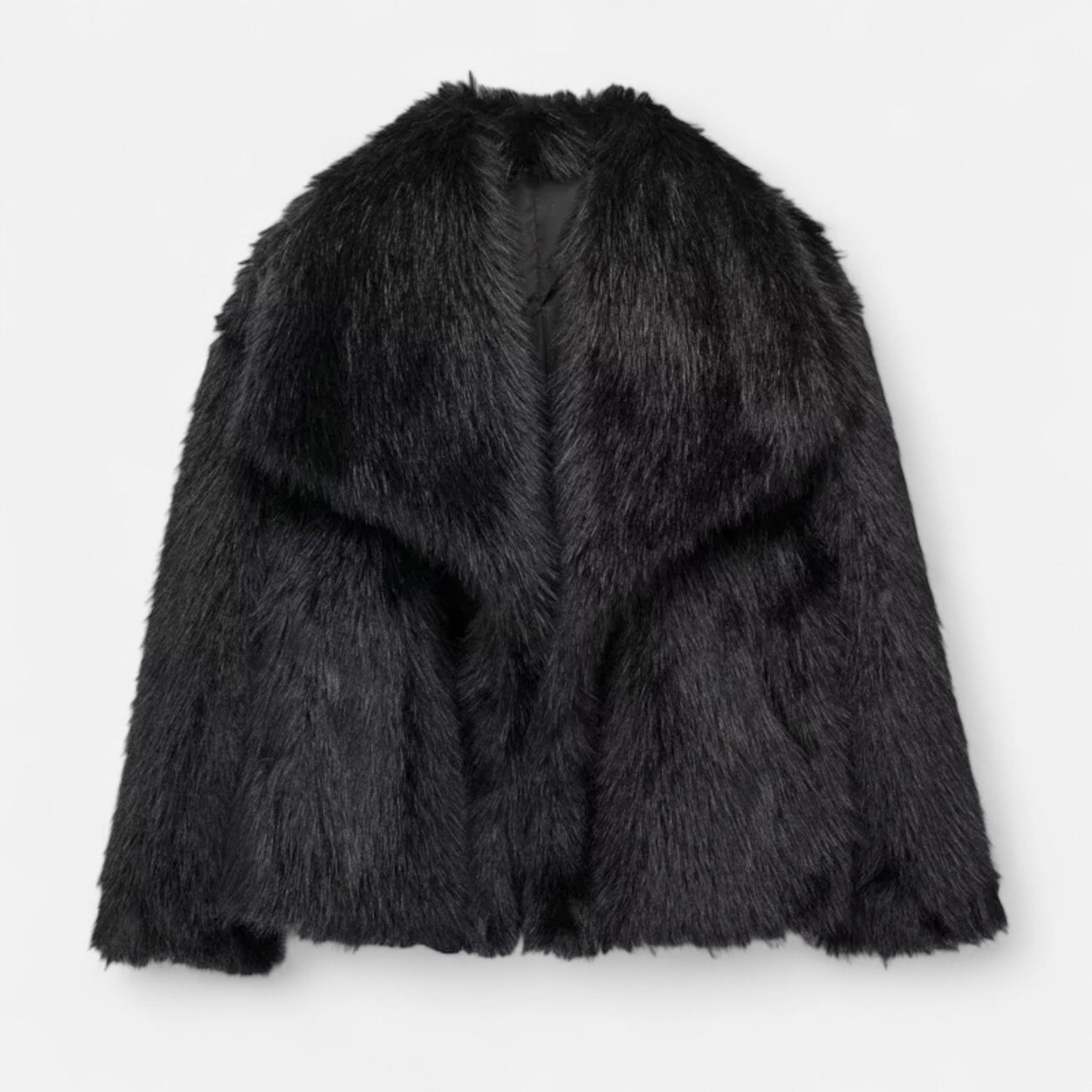 Chloe women's long faux fur coat wide collar luxurious plush texture elegant winter outerwear