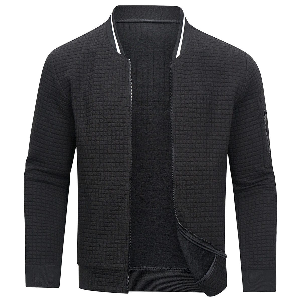Men's gray zip-up vest slim fit with cozy inner lining, modern winter layering piece for everyday wear