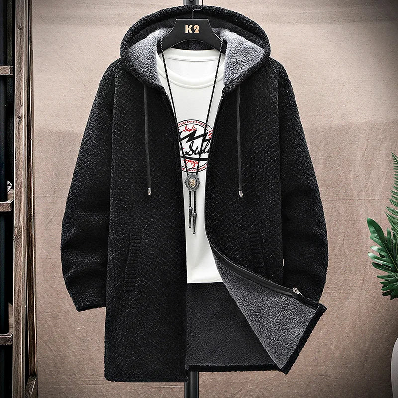 Valmont gray cashmere blend hoodie with plush fleece lining, relaxed fit for cold weather warmth