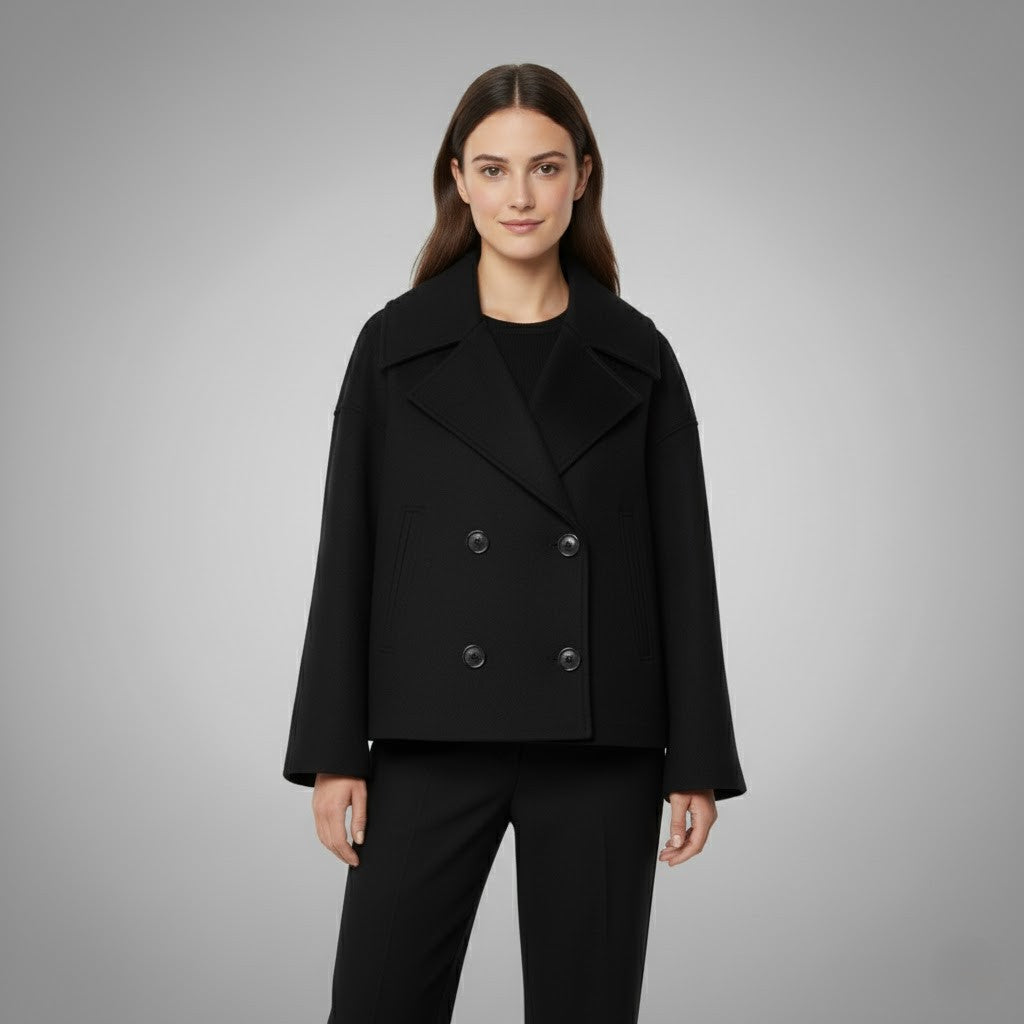 Women's Georgia cropped double-breasted short jacket timeless tailored elegance versatile layering piece