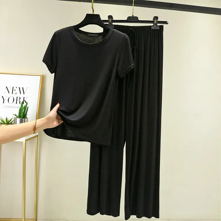Women's lounge set soft breathable fabric relaxed fit draped silhouette adjustable waistband