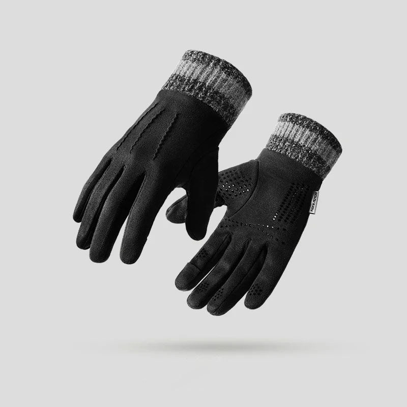 Men's wrist-length winter gloves snug fit with sophisticated stitched detail accents for everyday style