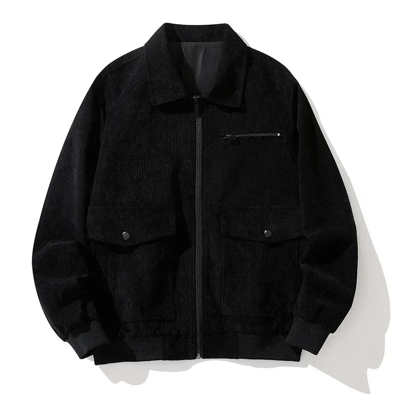 Men's relaxed fit corduroy bomber jacket casual style with vintage ribbed texture for everyday wear