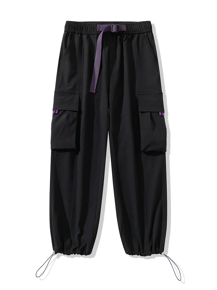 Unisex wide-leg cargo pants breathable stretch fabric streetwear relaxed fit multi-pocket