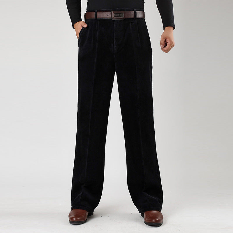 Men's high waist pleated pants elegant casual officewear relaxed fit tailored silhouette