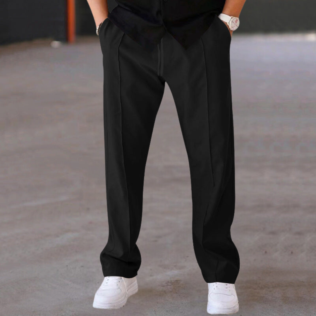 Men's lightweight casual pants relaxed wide-leg fit airy breathable fabric refined silhouette everyday comfort