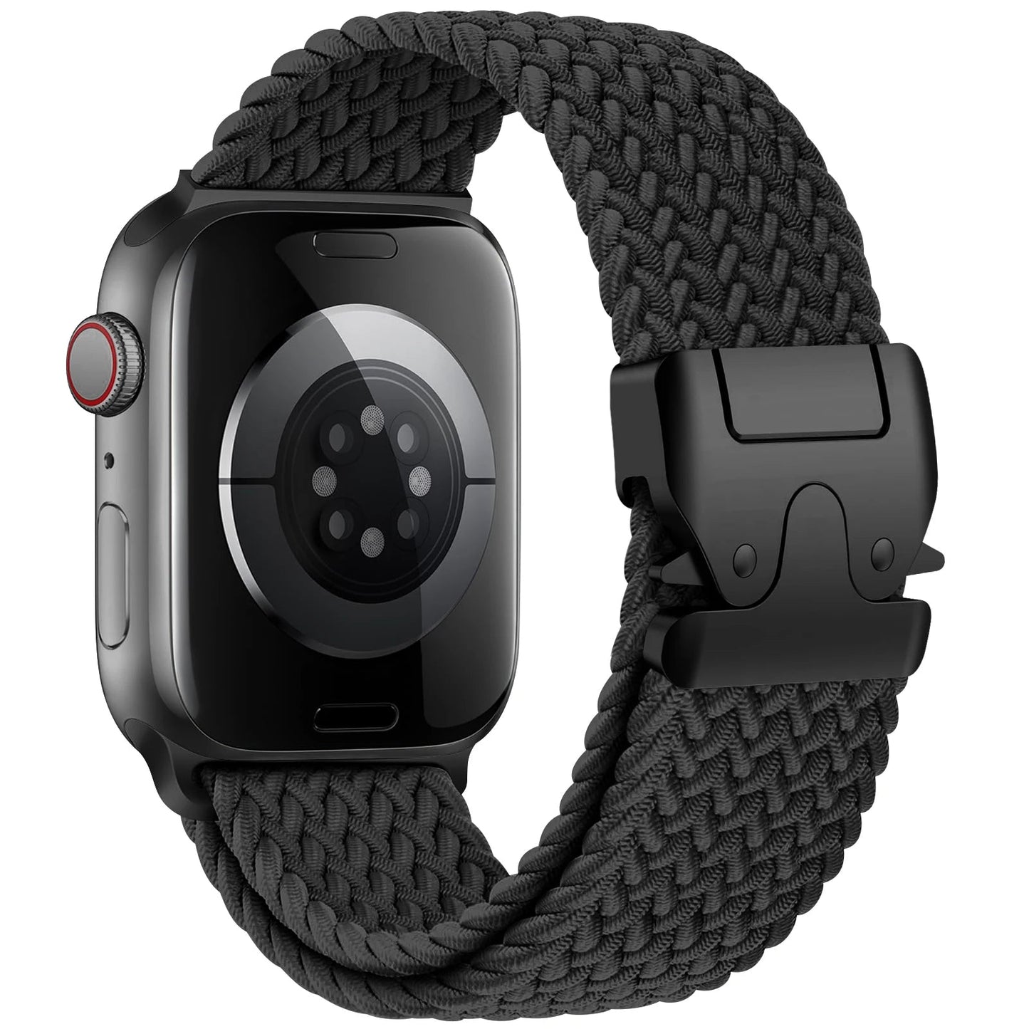 Strauss elastic nylon Apple Watch band in neutral tones with parachute buckle for active lifestyles