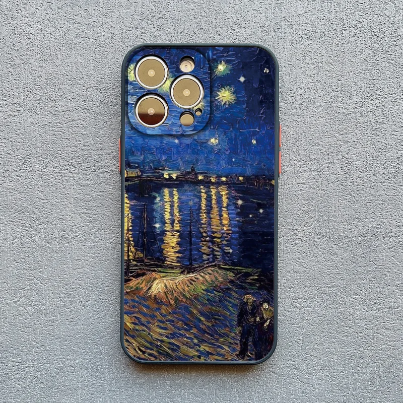Starry Night Van Gogh print iPhone case shockproof durable art lover gift blue swirl design
