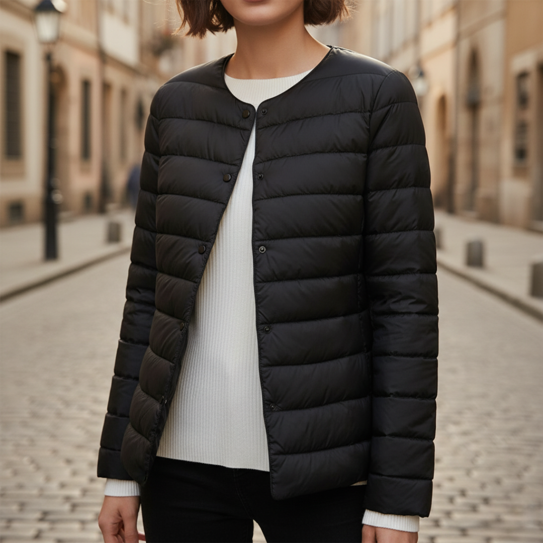 Women's long hooded down jacket windproof quilted silhouette with zippered pockets for cold weather