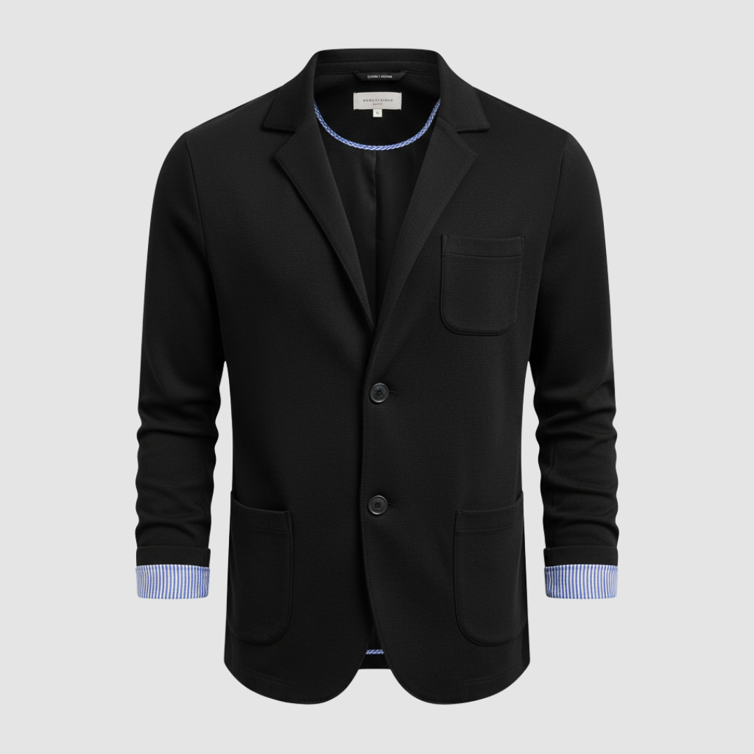 Men's lightweight unstructured knit blazer two-button notch collar smart-casual modern fit
