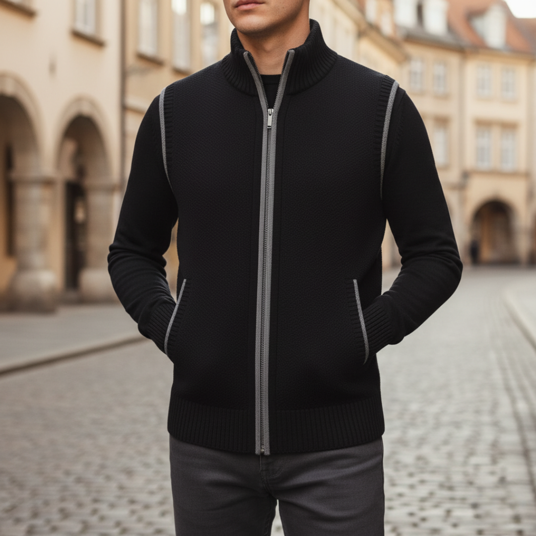 Men's lightweight zip vest high collar layering essential available in black blue brown gray and red