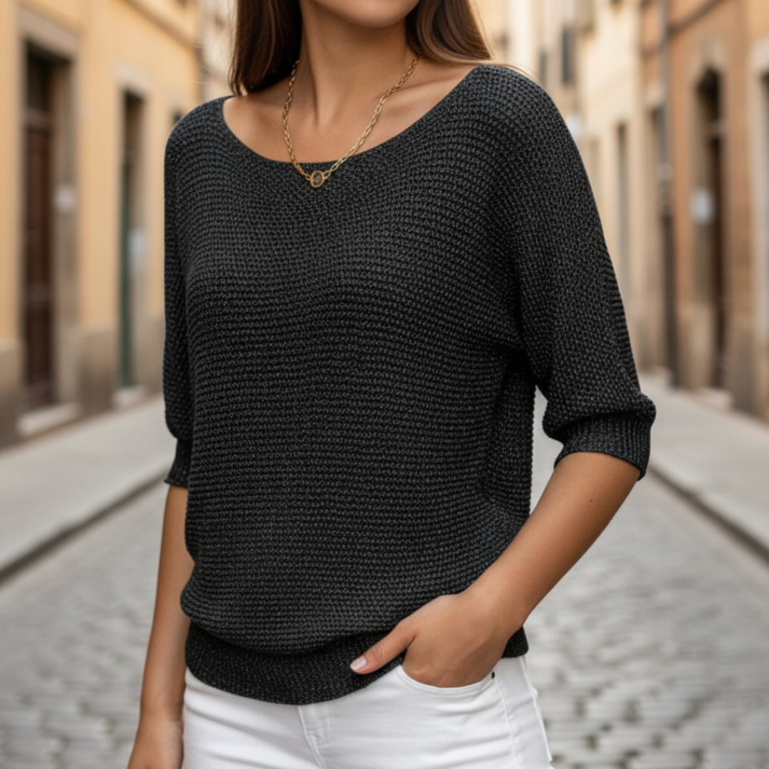 Women's textured knit long sleeve sweater classic fit cozy everyday essential versatile S-2XL