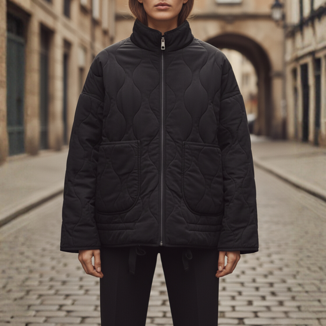 Women's lightweight quilted padded jacket high collar diamond pattern midseason warmth versatile style