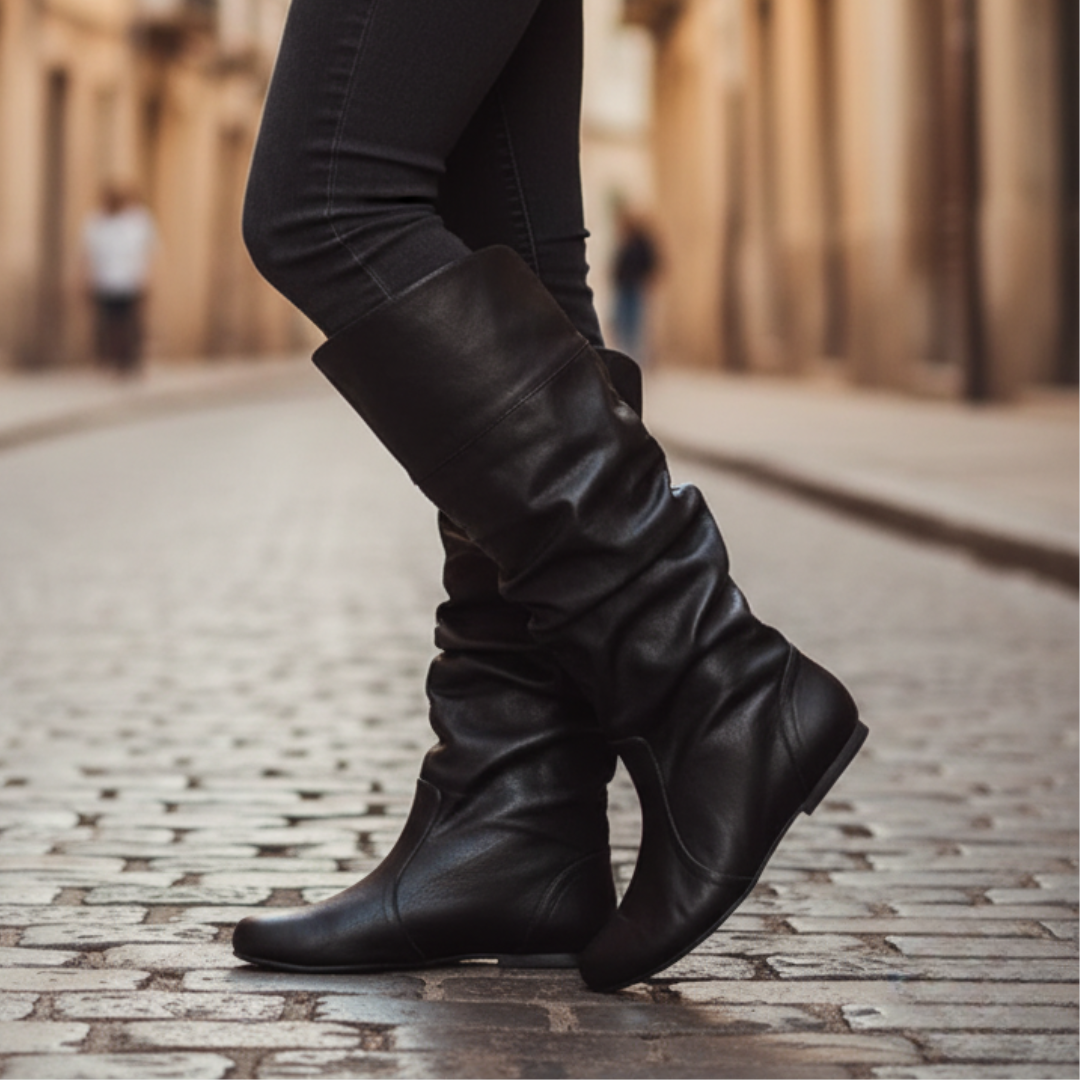 Women's elegant leather boots low heel soft durable leather autumn winter all-day comfort classic style