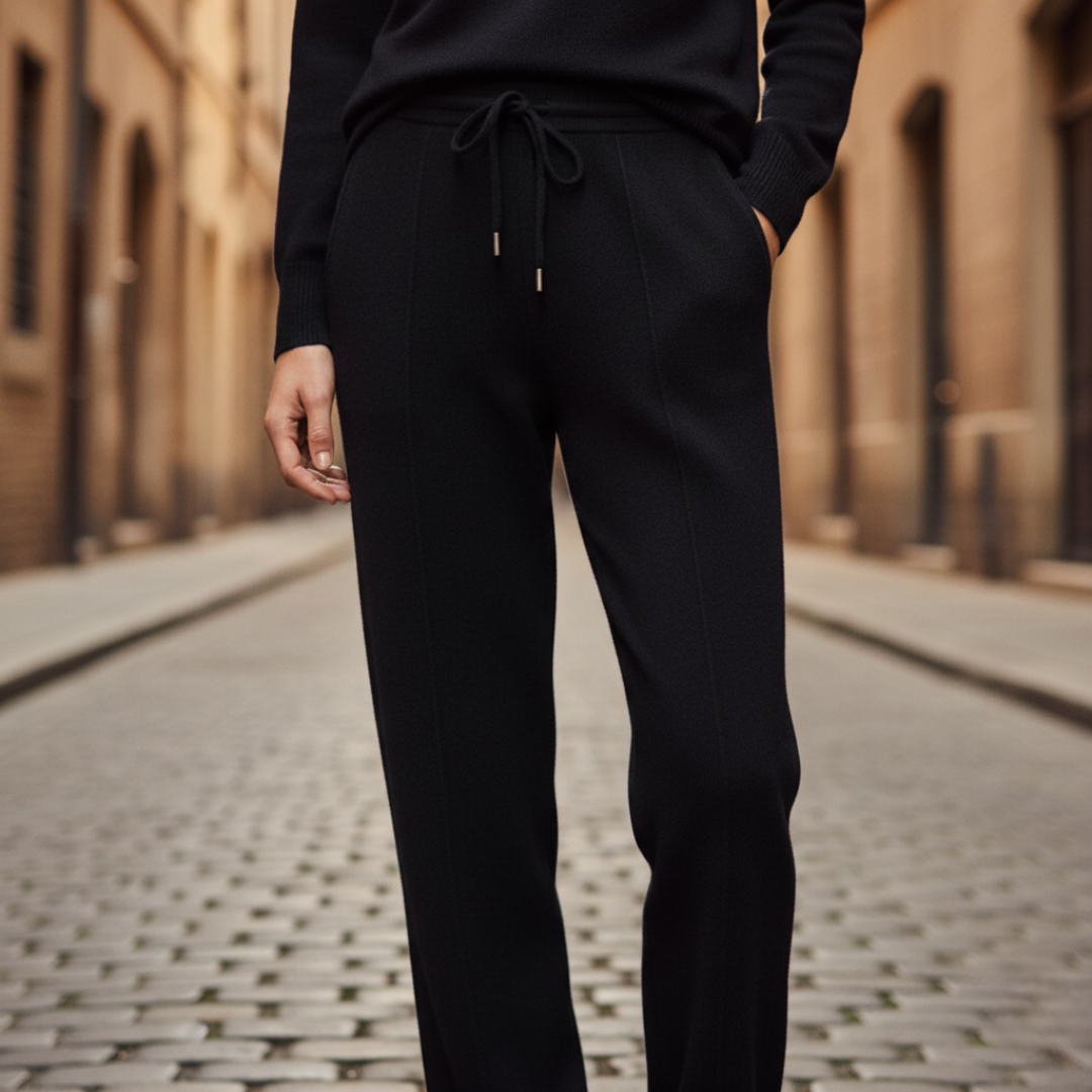 Women's soft fabric pants elastic drawstring waistband versatile elegant comfortable everyday fit