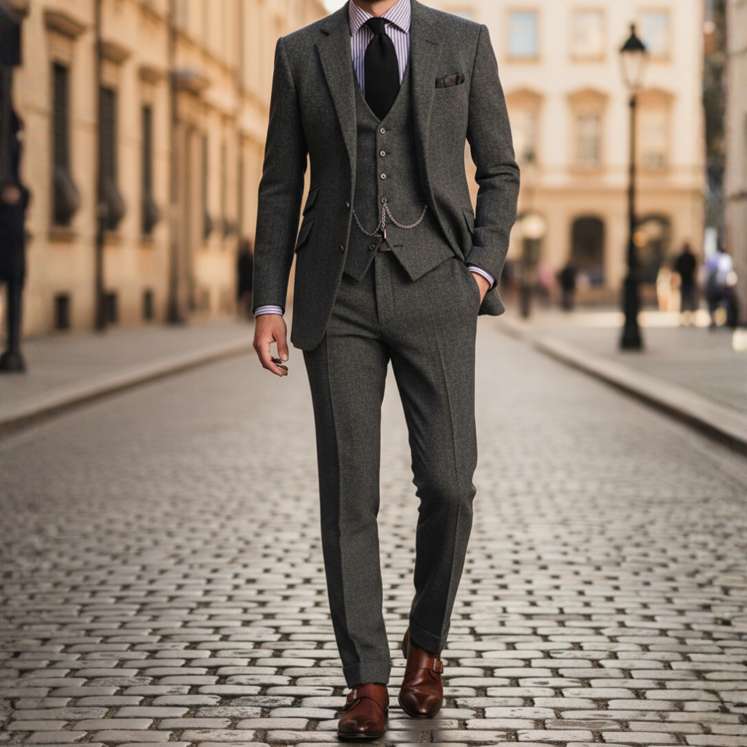 Men's slim fit three-piece suit jacket pants vest formal wedding business elegant classic colors
