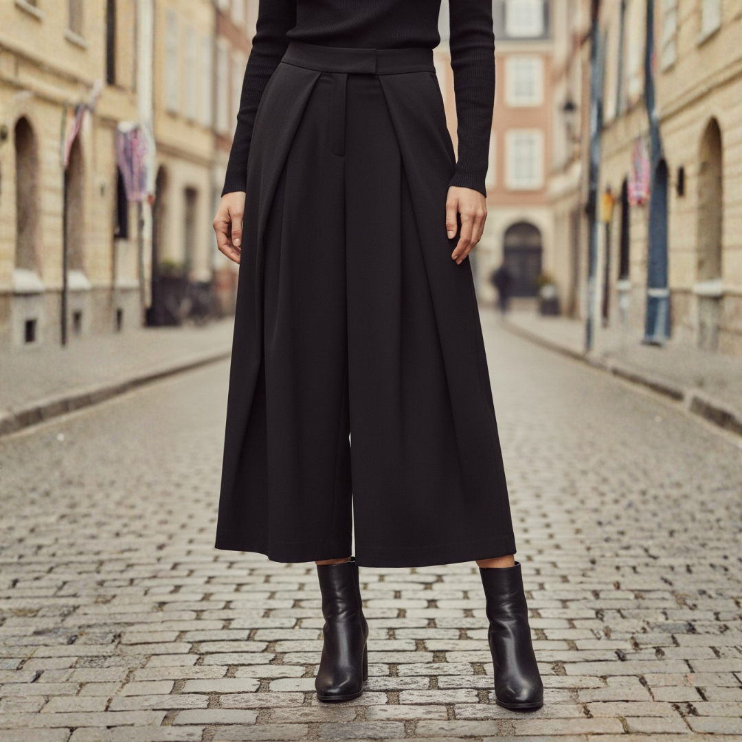Women's black high-waist pleated dress pants soft durable fabric office everyday wear refined silhouette
