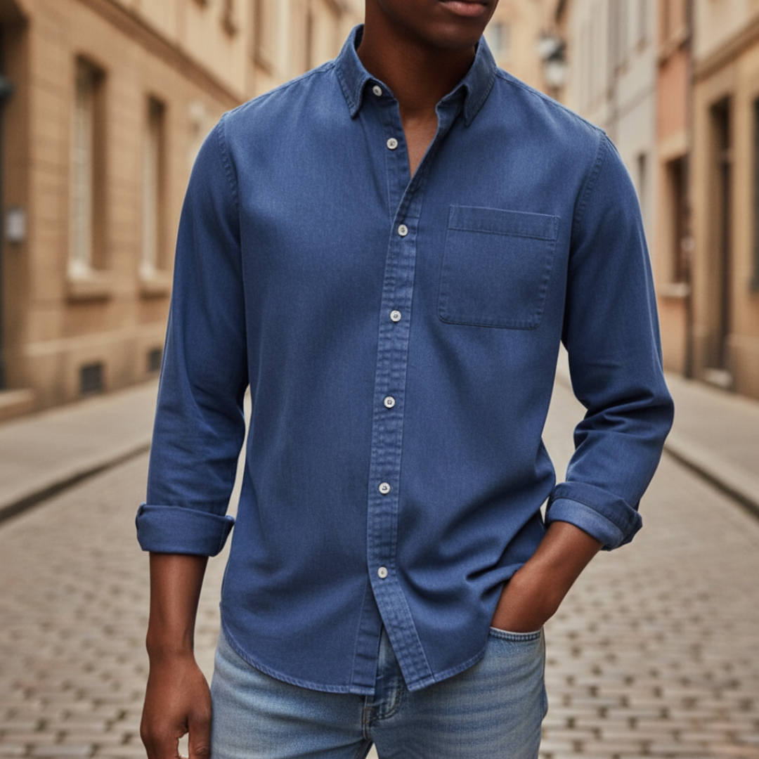 Men's button-down shirt in versatile colors, classic fit with chest pocket for business casual wear