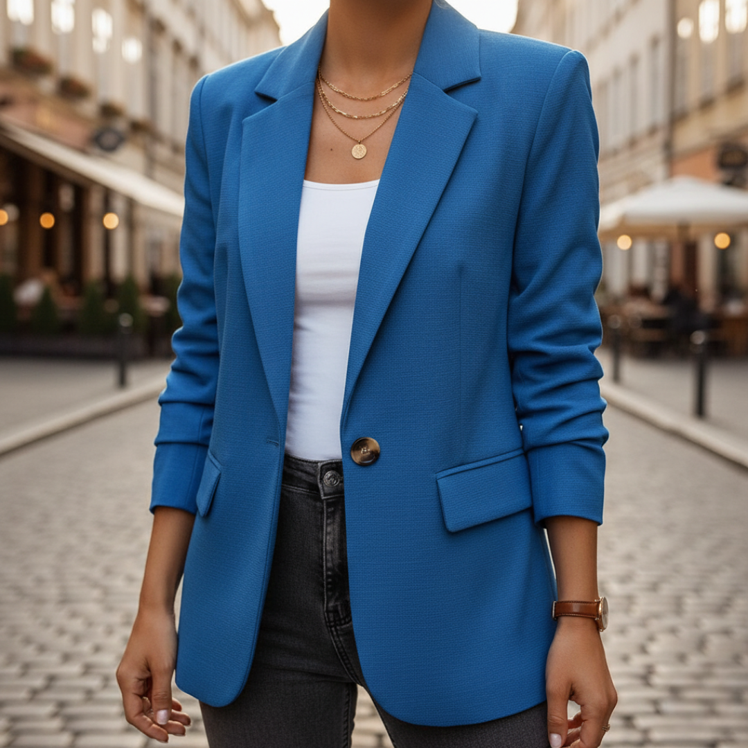 Women's classic blazer black blue beige red white professional slim fit with button closure versatile workwear