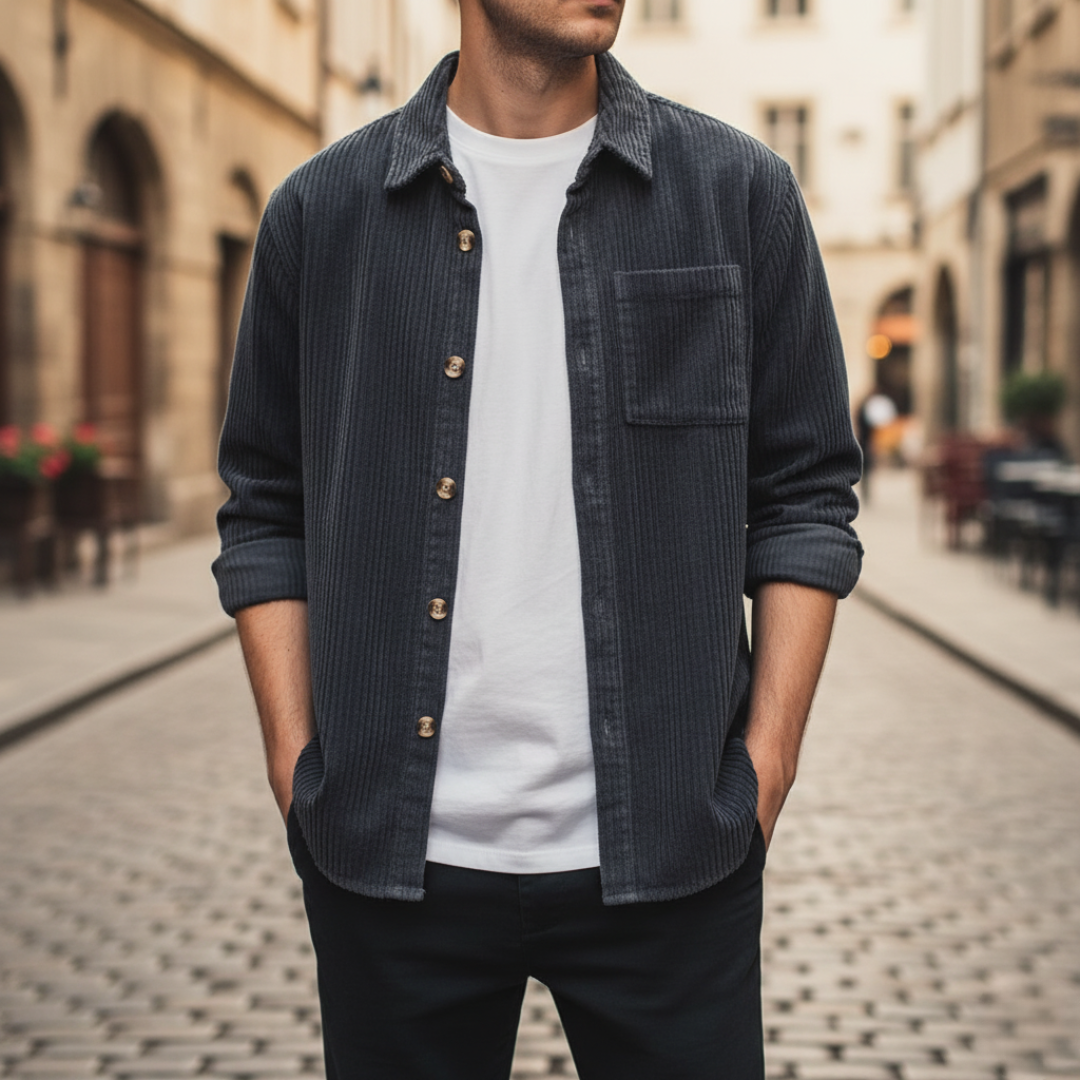 Men's blue striped casual shirt breathable relaxed-fit design for work and leisure everyday wear